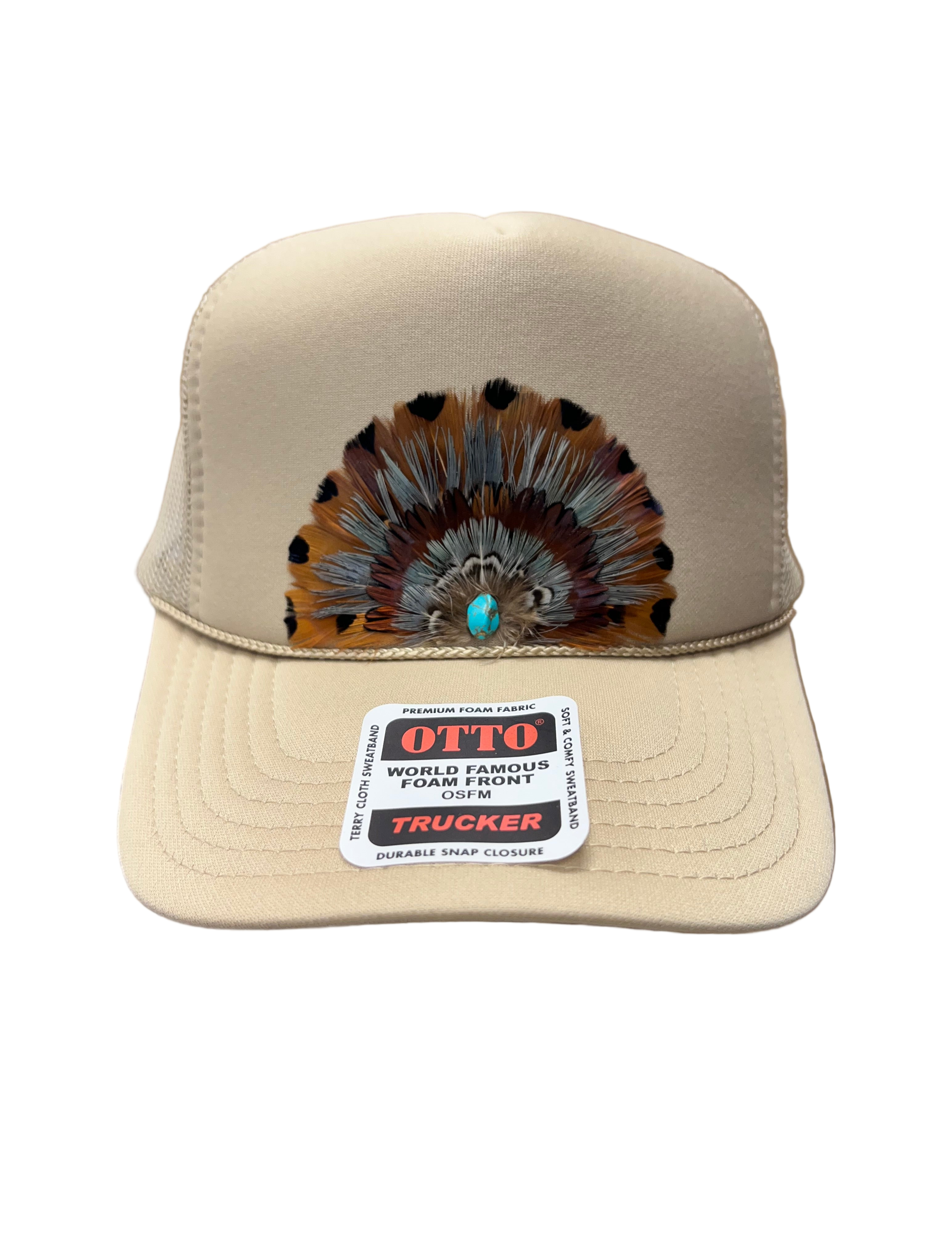 Sundown Cream Feather Trucker
