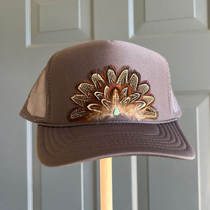 Charcoal Roam Feather Trucker Hat