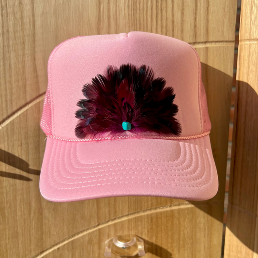 Pink Deep Feather Trucker