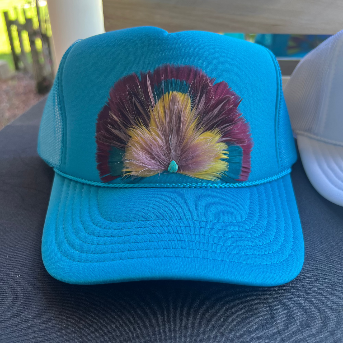 Bohemian Blue Feather Trucker
