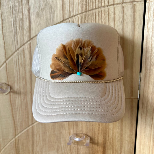 Driftwood Khaki Feather Trucker