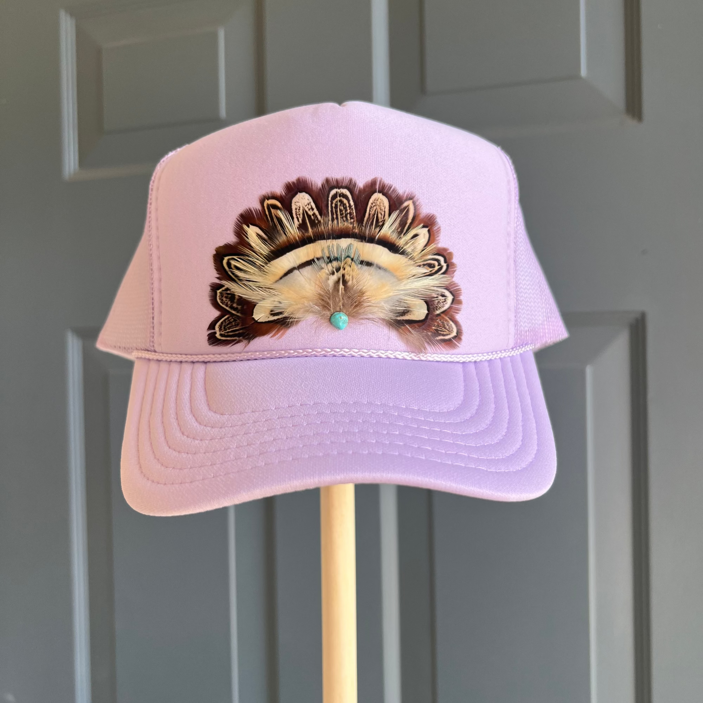 Lavender Bohemia #002 Feather Trucker Cap
