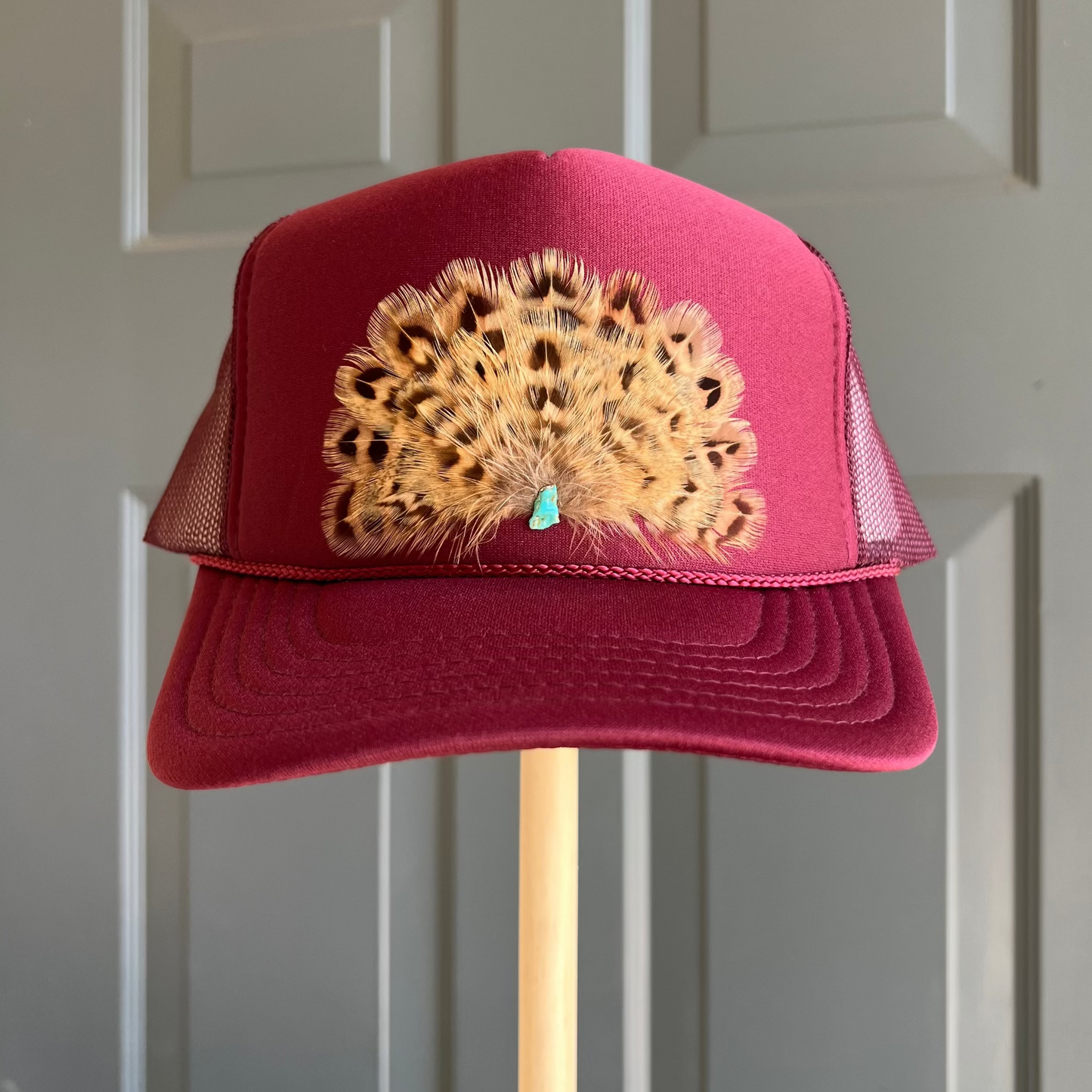 Palomino Maroon #002 Feather Trucker Hat